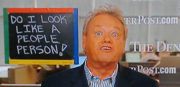 Picture of Woody Paige with his chalkboard