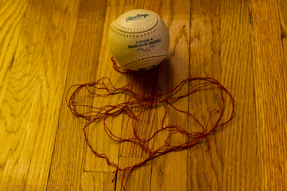 Baseball with thread