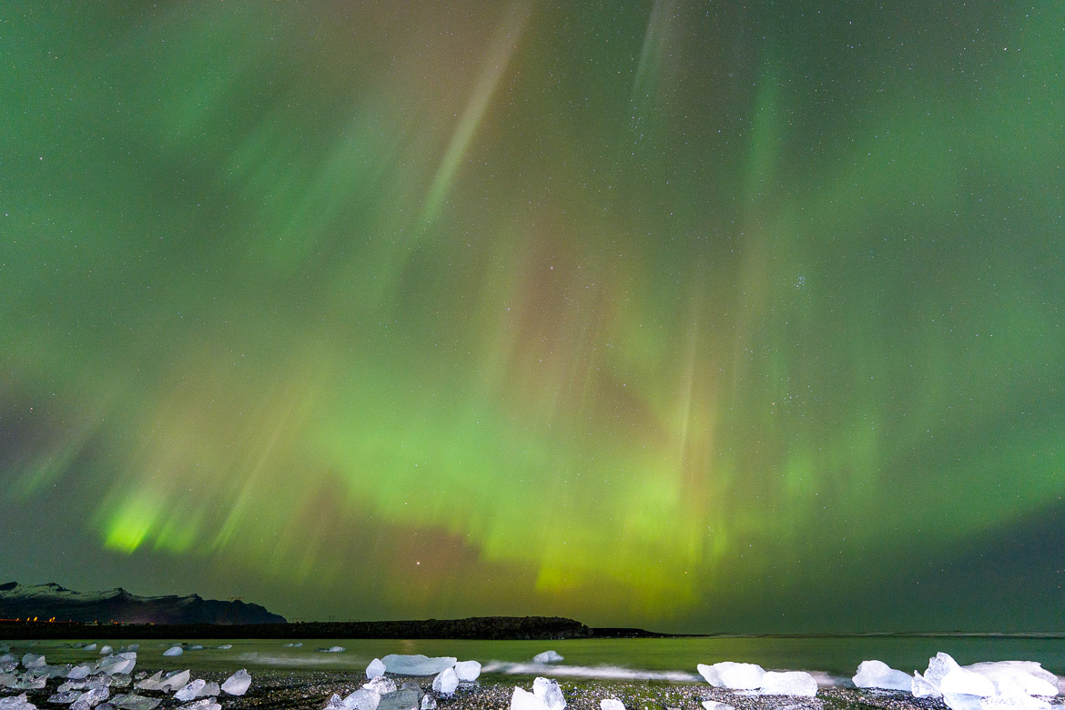 Aurora over Diamond Beach