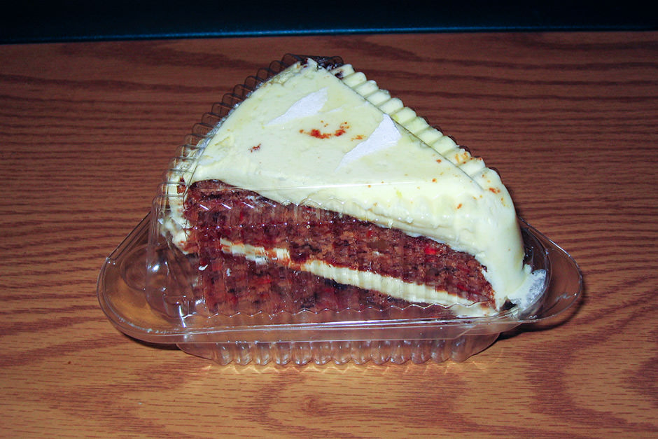 Carrot cake in closed container
