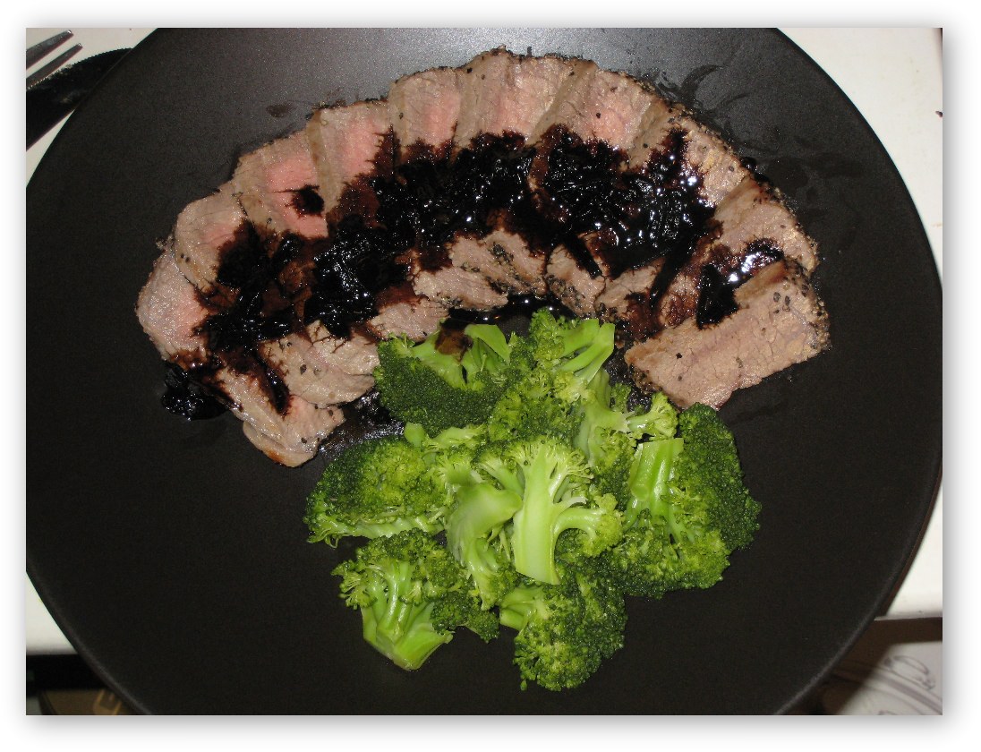 London Broil with balsamic vinegar and shallot sauce