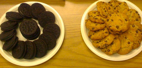 Plates of Oreos and Chips Ahoy!